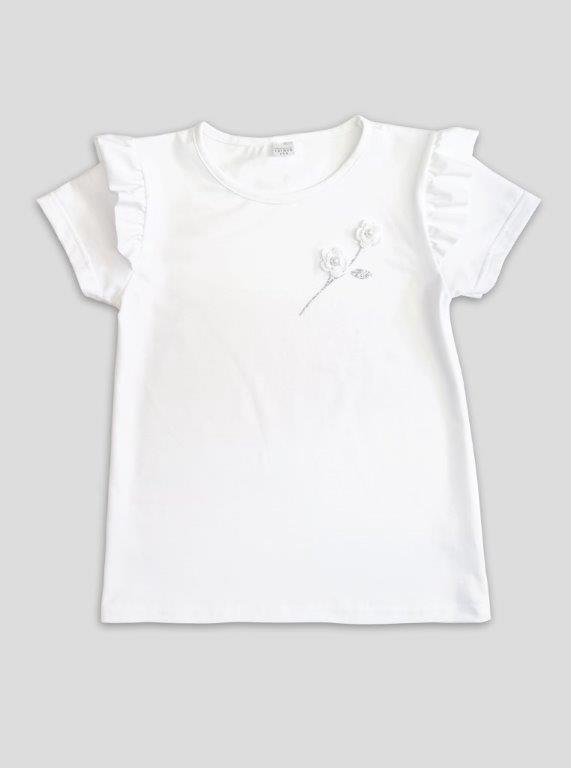 Biała bluzka krótki rękaw ROZMIARY 110-140 CARMEN