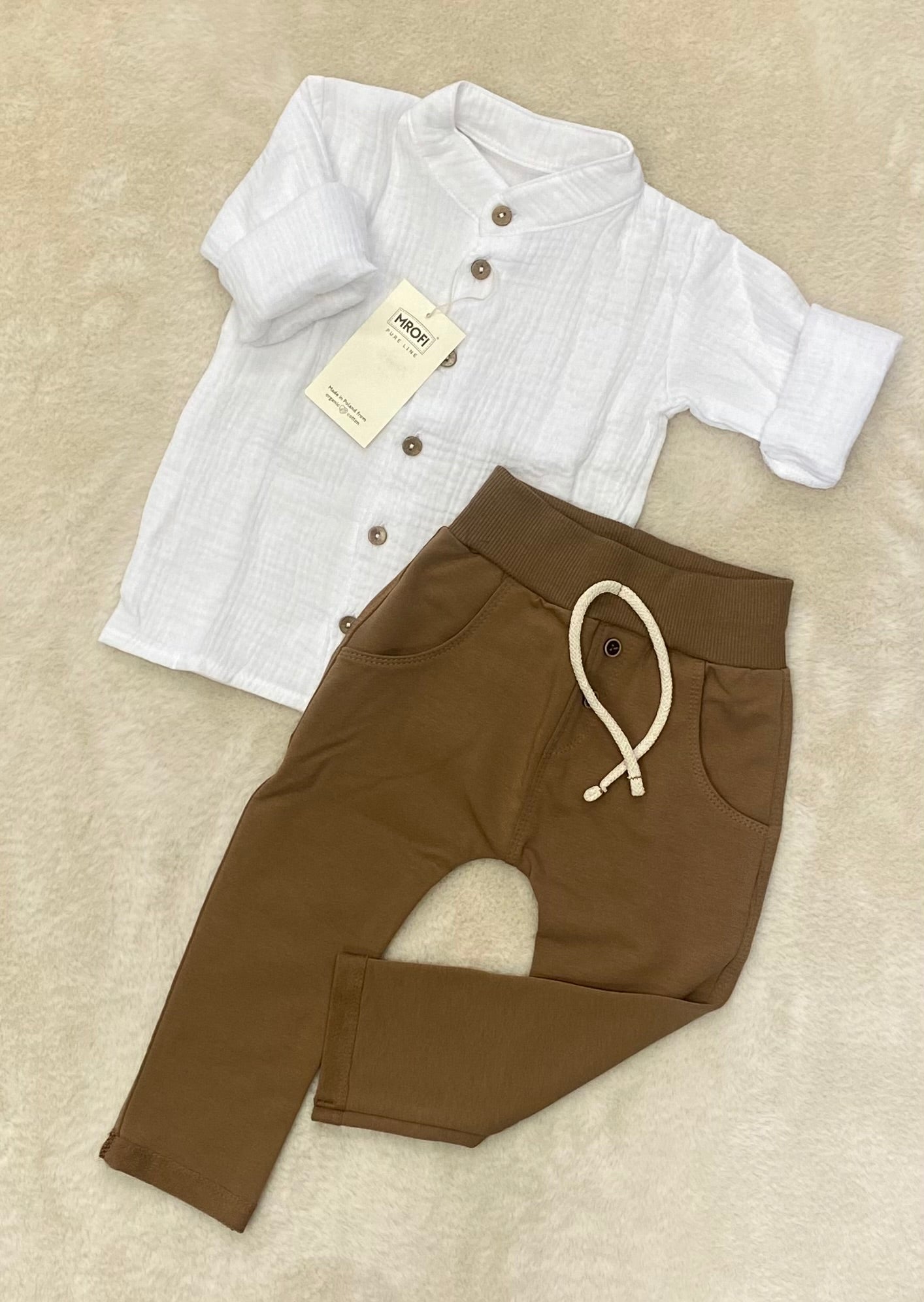 Muślinowa koszula z długim rękawem ROZMIARY 92-128 MROFI