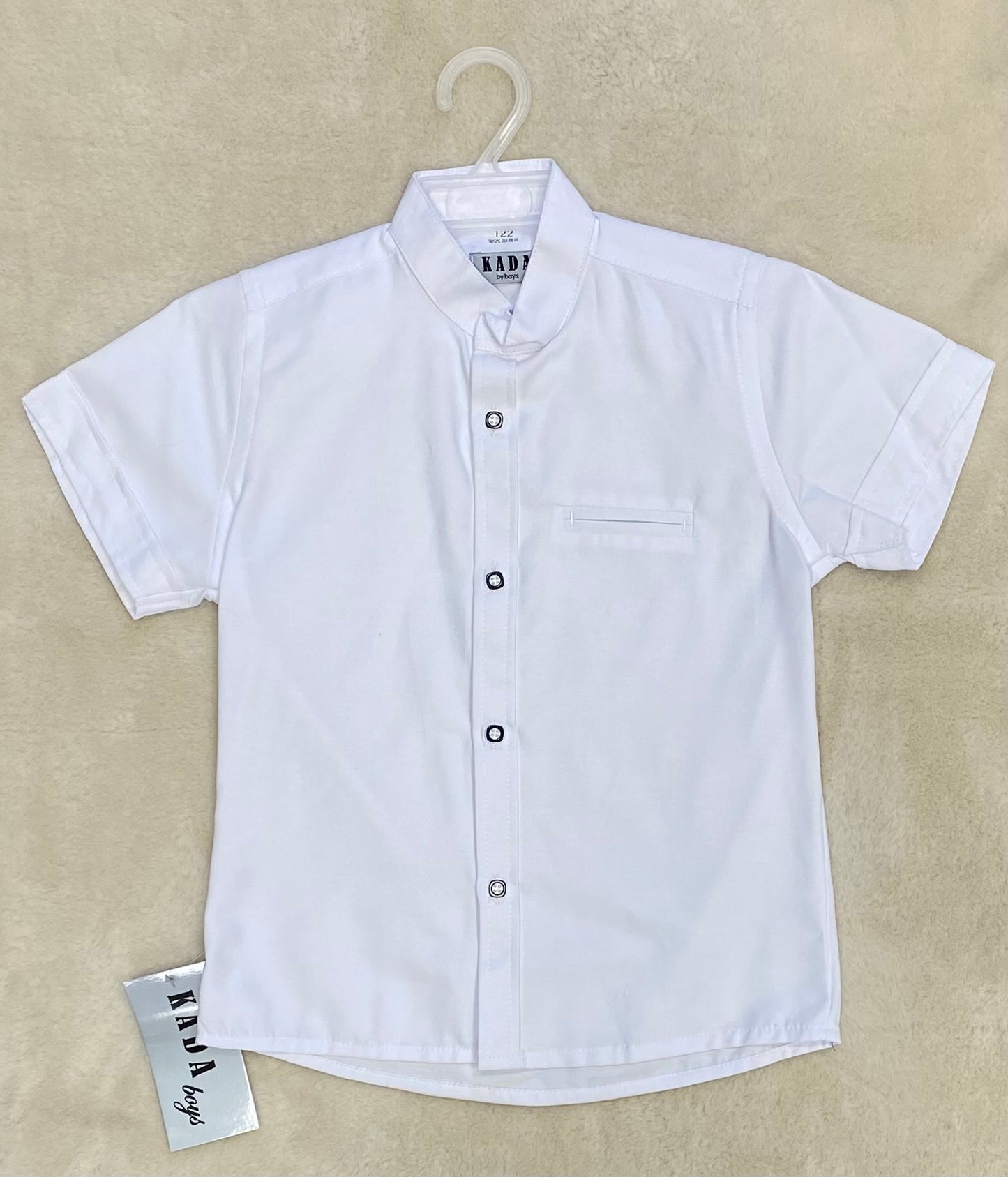 Biała koszula krótki rękaw stójka ROZMIARY 122-176 KADA