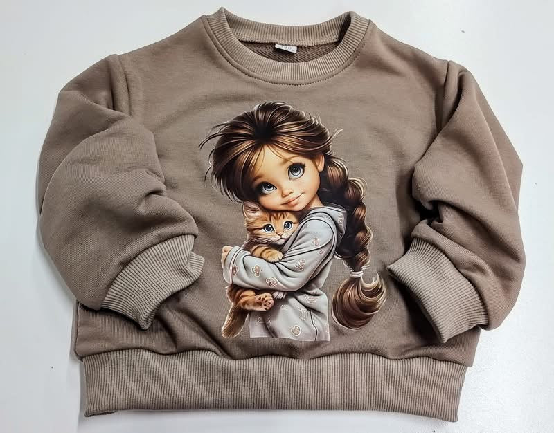 Bluza DZIEWCZYNKA Z KOTKIEM ROZMIARY 110-140 NATALIA
