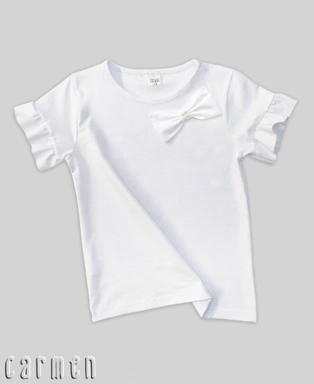 Bluzka biała z krótkim rękawem 116-164 CARMEN