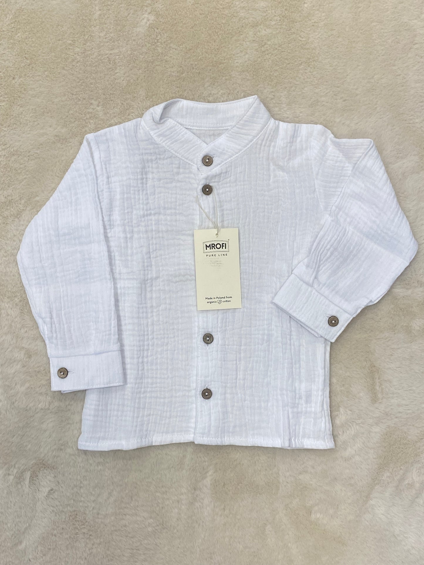 Muślinowa koszula z długim rękawem ROZMIARY 92-128  MROFI