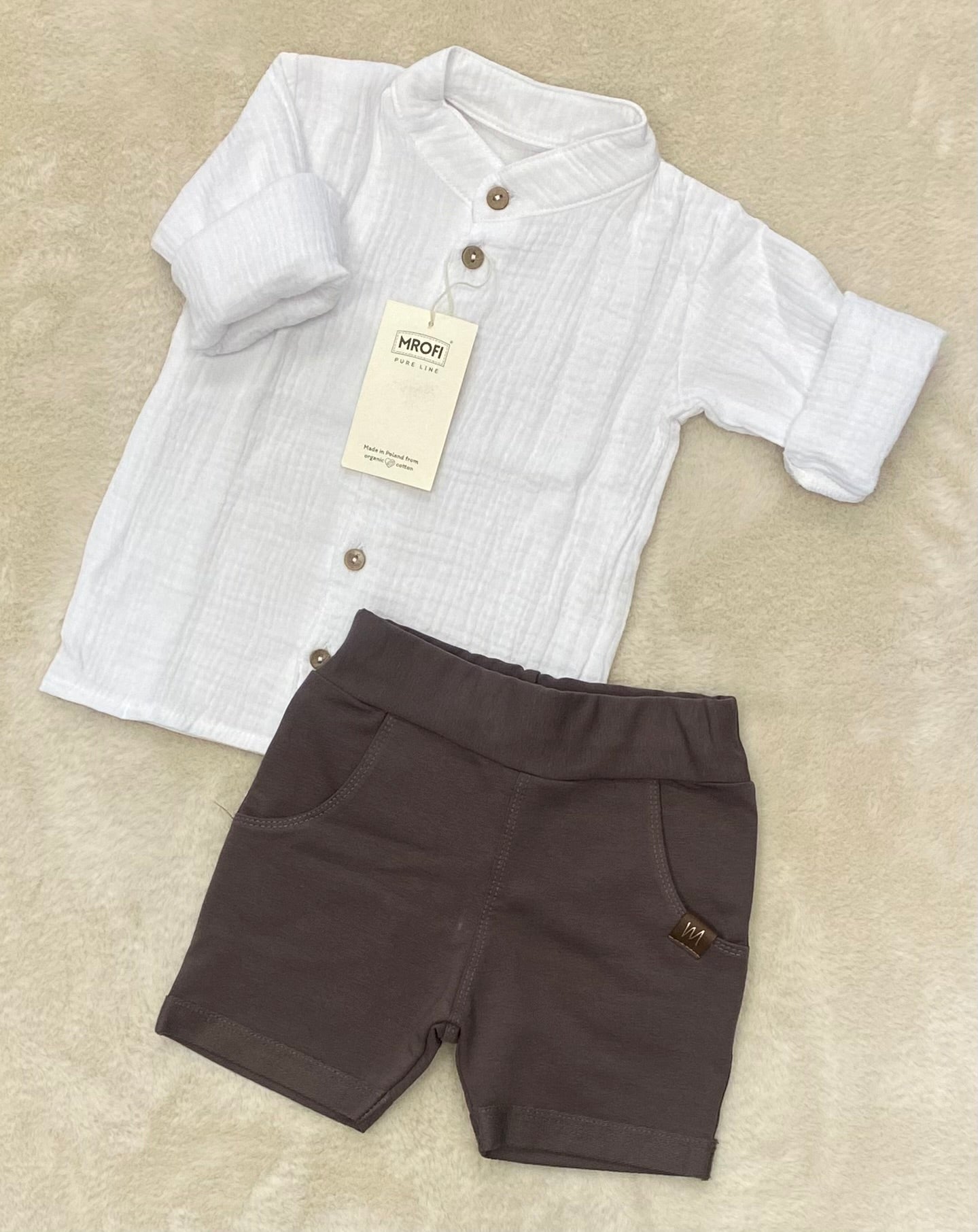 Muślinowa koszula z długim rękawem ROZMIARY 92-128  MROFI